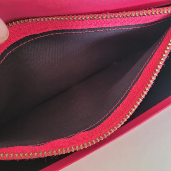 Yves Saint Laurent YSL Vintage Long Large Leather Wallet Pink Logo - Picture 9 of 15